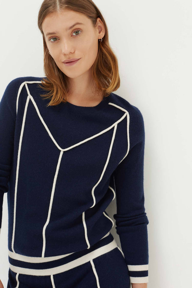 Navy Ribbon Wool Dress image 5