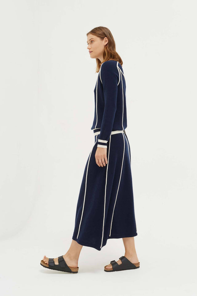 Navy Ribbon Wool Dress image 4
