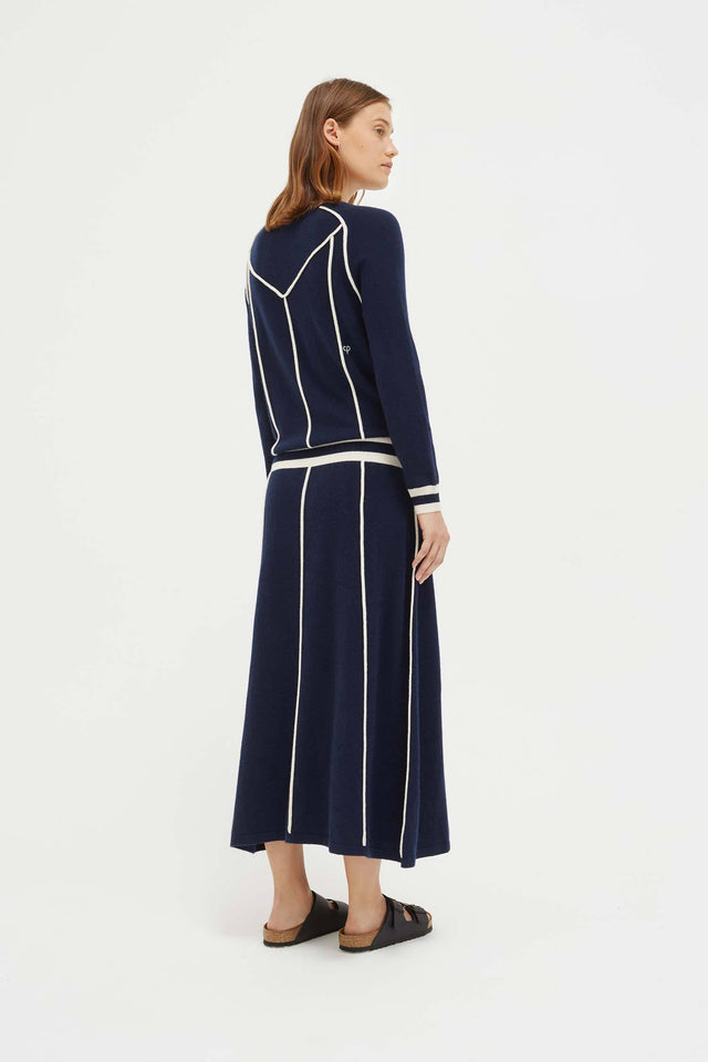 Navy Ribbon Wool Dress image 3