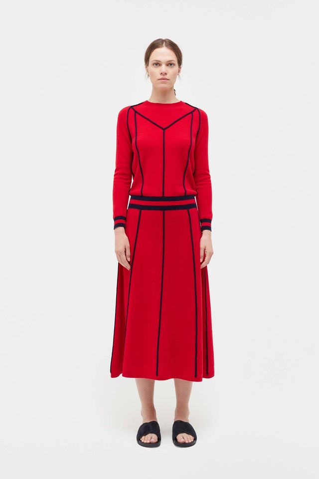 Red Ribbon Wool Dress image 1