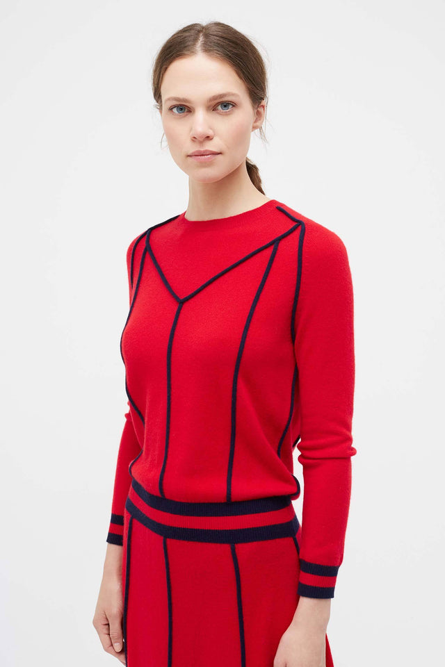 Red Ribbon Wool Dress image 3