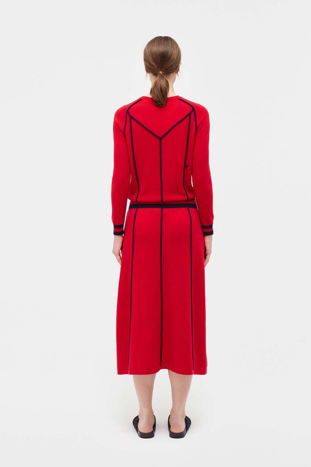 Red Ribbon Wool Dress image 5