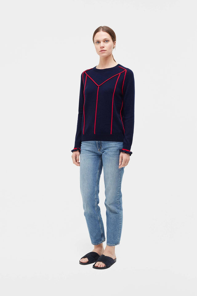 Navy Ribbon Wool Sweater image 3