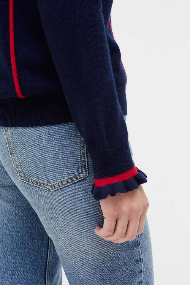 Navy Ribbon Wool Sweater image 5