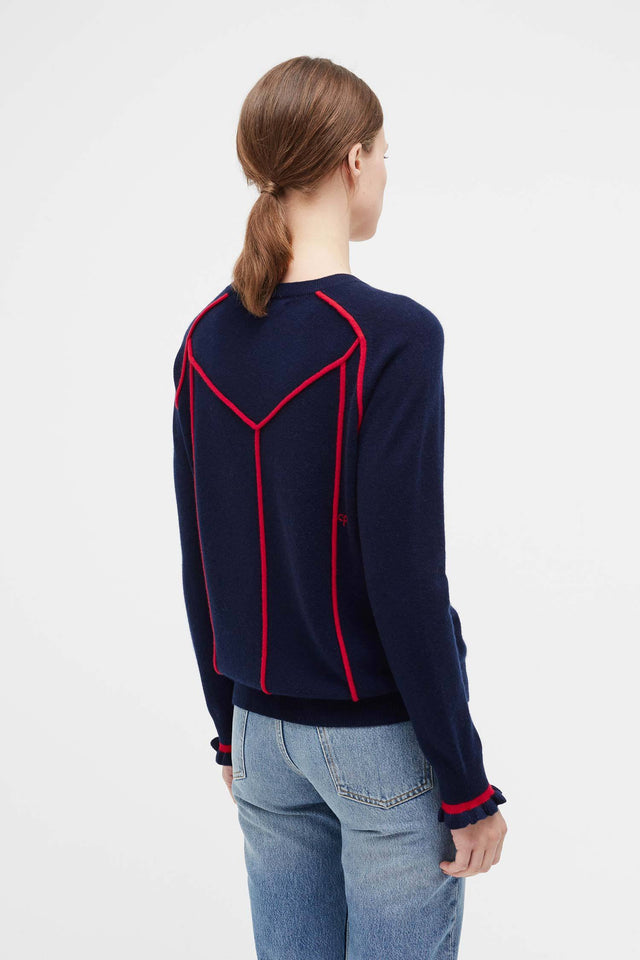 Navy Ribbon Wool Sweater image 4