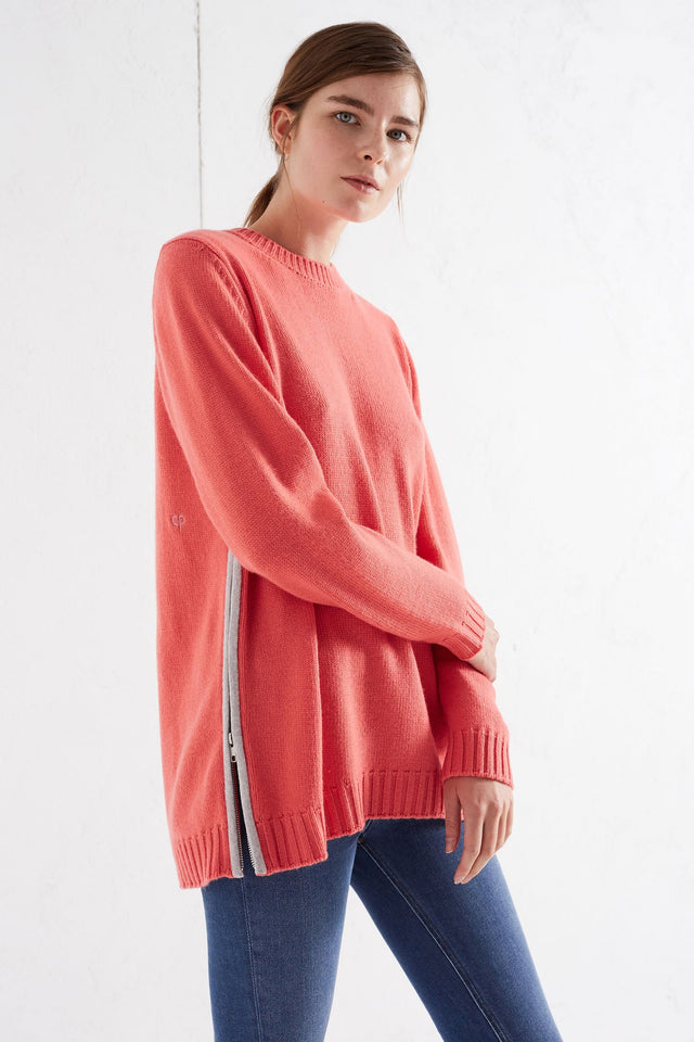 Pink Zip Side Cashmere Sweater image 1