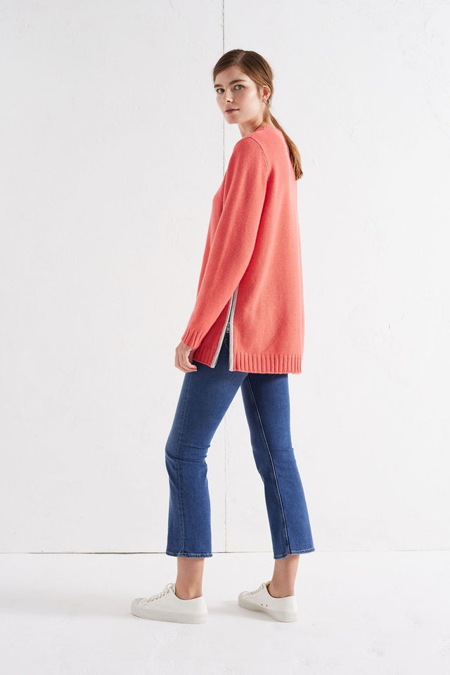 Pink Zip Side Cashmere Sweater image 4