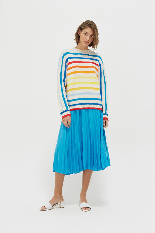 Rainbow Breton Stripe Chunky Knit Sweater image 4