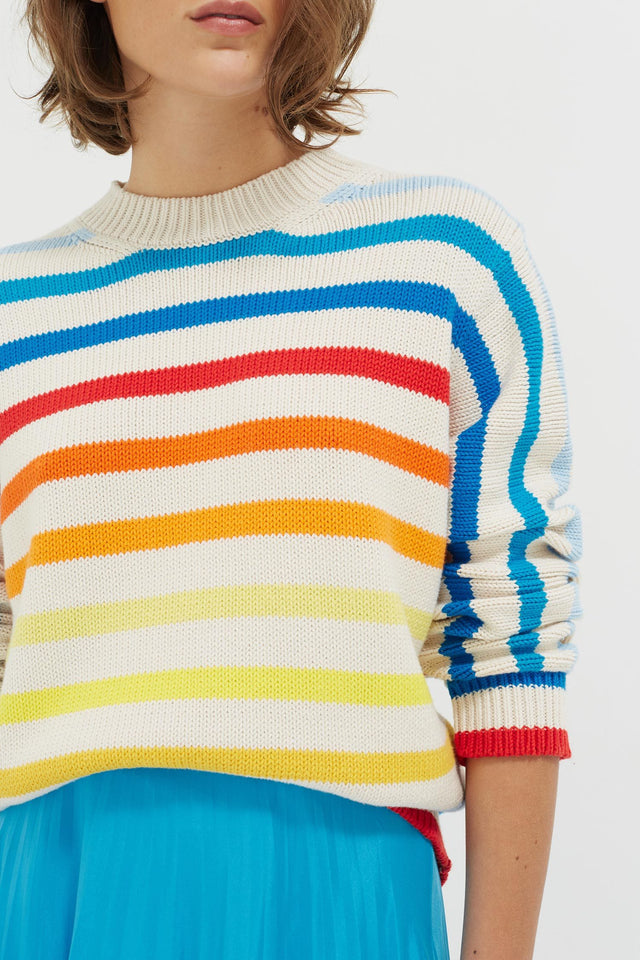 Rainbow Breton Stripe Chunky Knit Sweater image 5