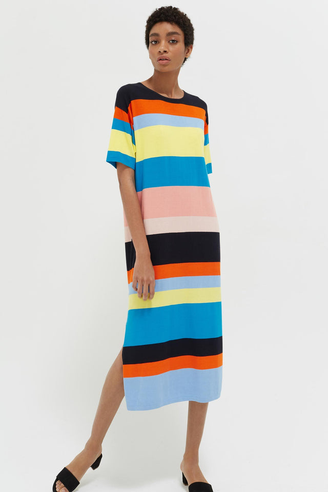 Rainbow Julia Striped Cotton Midi Dress image 3