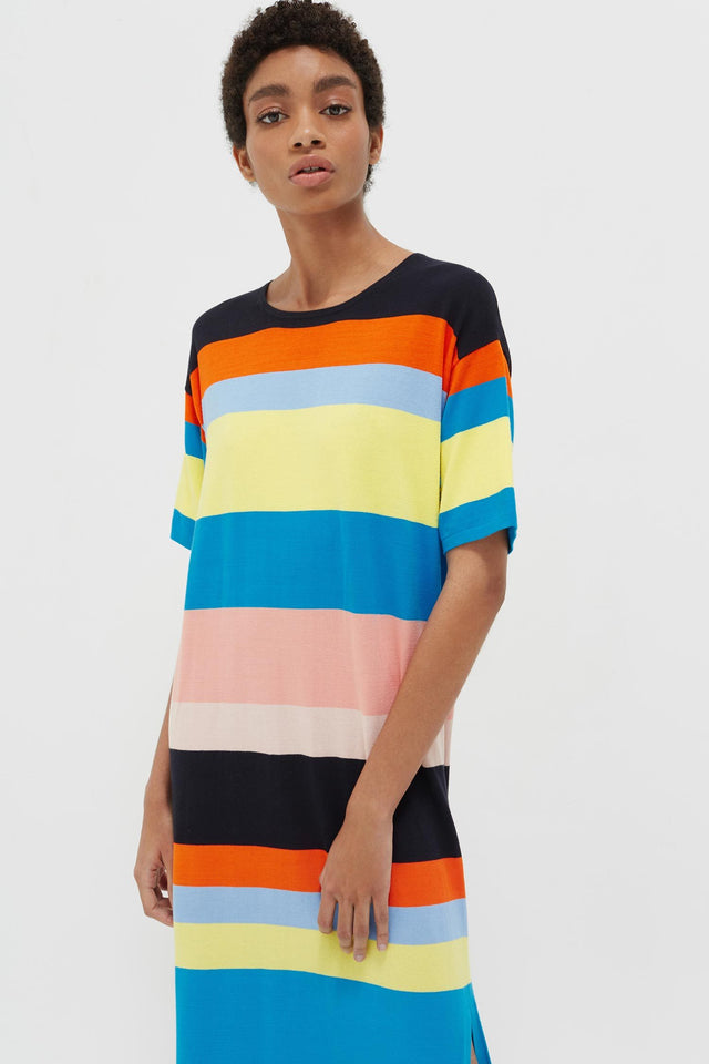 Rainbow Julia Striped Cotton Midi Dress image 4