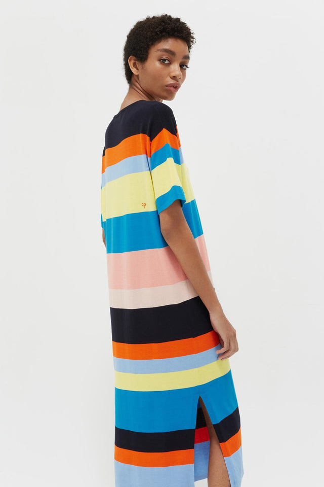 Rainbow Julia Striped Cotton Midi Dress image 6