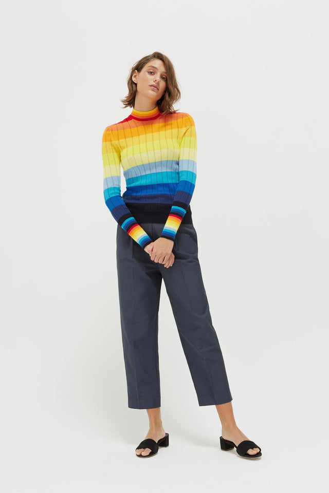 Rainbow Ombré Sunset Pointelle Sweater image 3