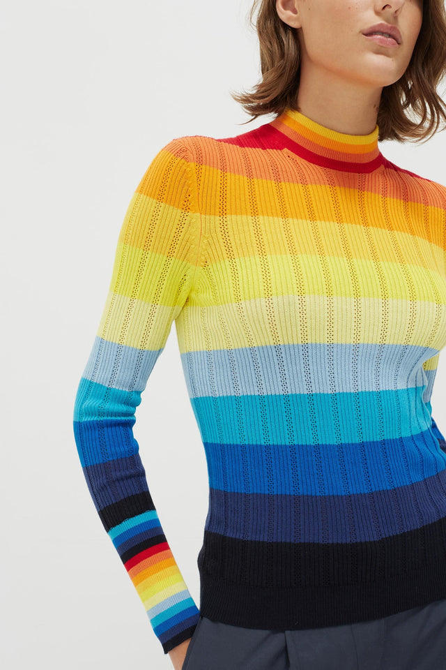Rainbow Ombré Sunset Pointelle Sweater image 4