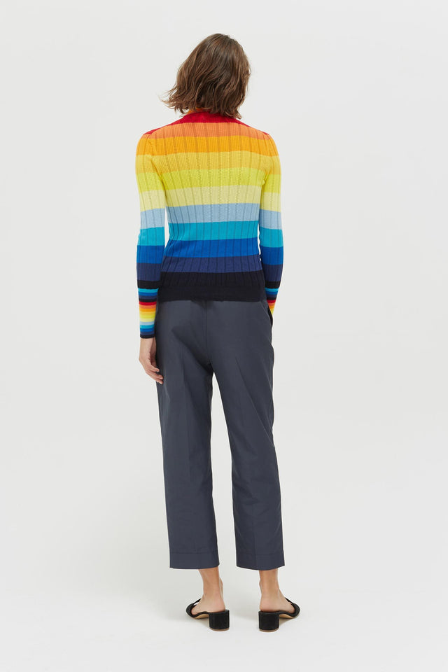 Rainbow Ombré Sunset Pointelle Sweater image 5