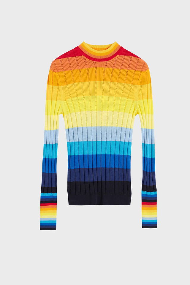 Rainbow Ombré Sunset Pointelle Sweater image 2