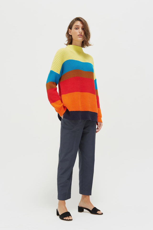 Rainbow Riviera Stripe Chunky Knit Sweater image 4