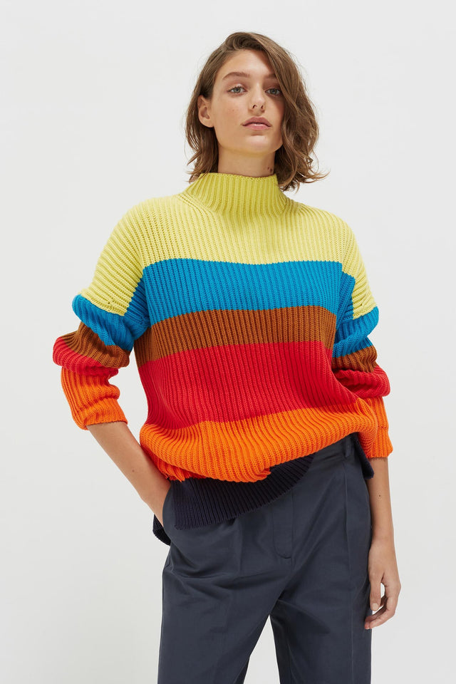 Rainbow Riviera Stripe Chunky Knit Sweater image 3