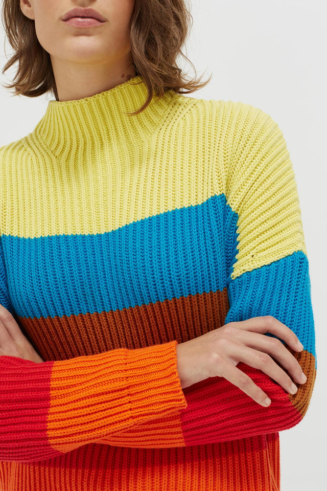 Rainbow Riviera Stripe Chunky Knit Sweater image 5