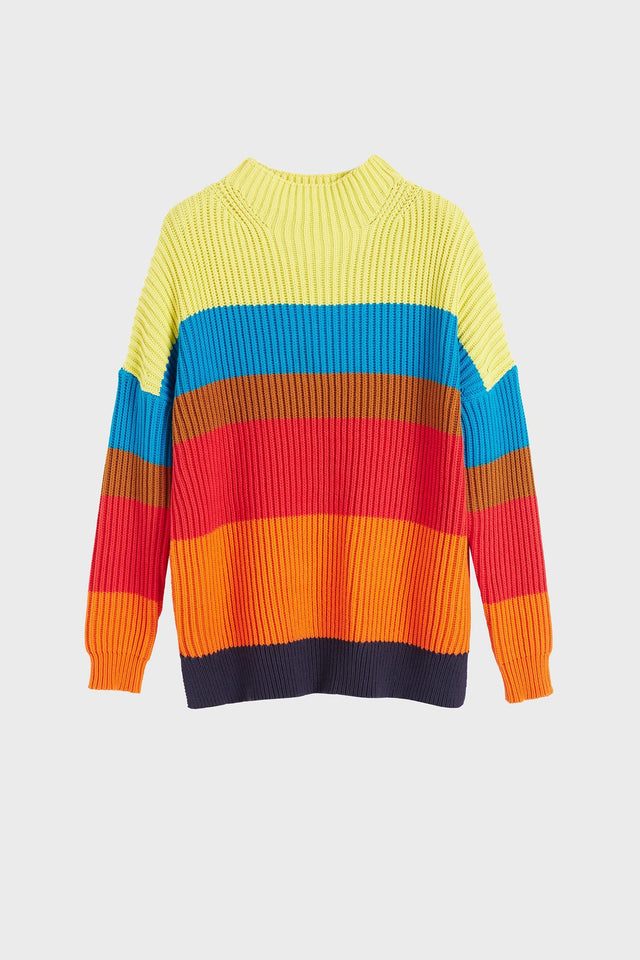 Rainbow Riviera Stripe Chunky Knit Sweater image 2