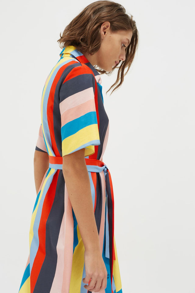 Rainbow Riviera Stripe Midi Shirt Dress image 4