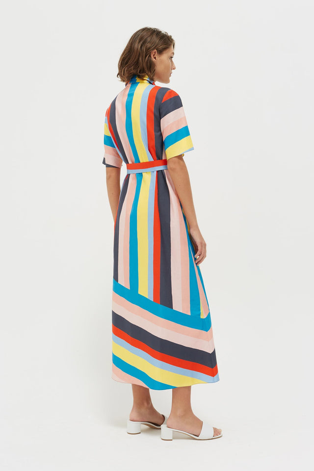 Rainbow Riviera Stripe Midi Shirt Dress image 5