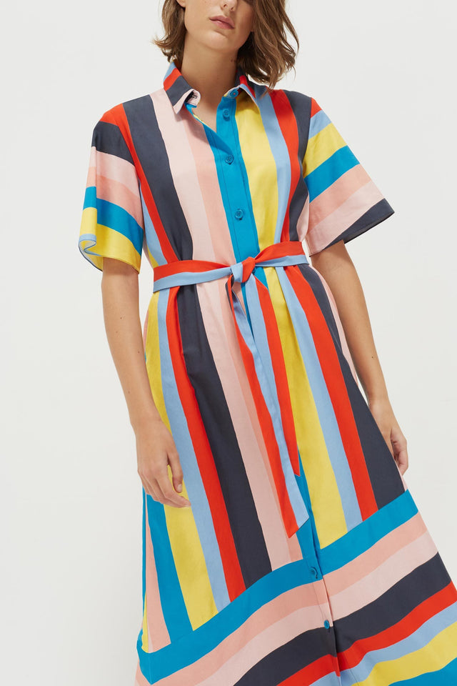 Rainbow Riviera Stripe Midi Shirt Dress image 6