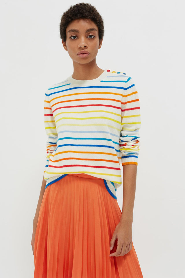 Rainbow Breton Stripe Cashmere Sweater image 1
