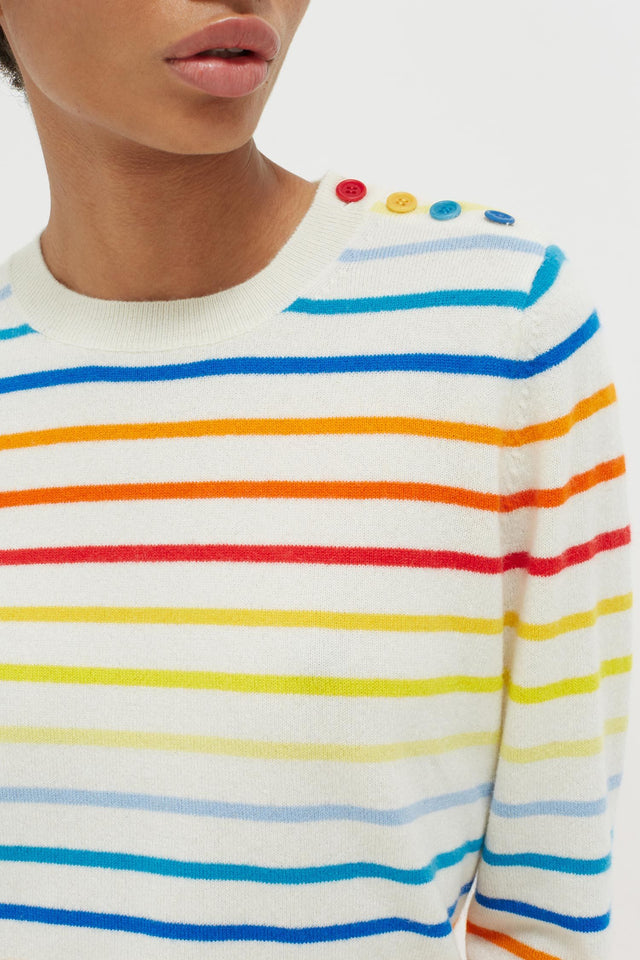 Rainbow Breton Stripe Cashmere Sweater image 4
