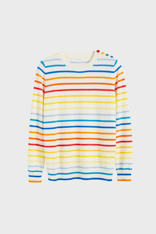 Rainbow Breton Stripe Cashmere Sweater image 2