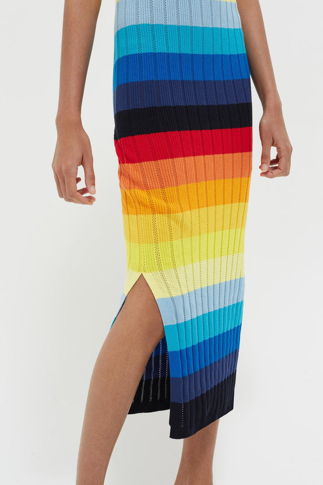 Rainbow Ombré Sunset Pointelle Maxi Dress image 4