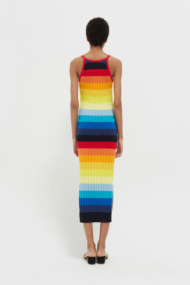 Rainbow Ombré Sunset Pointelle Maxi Dress image 5