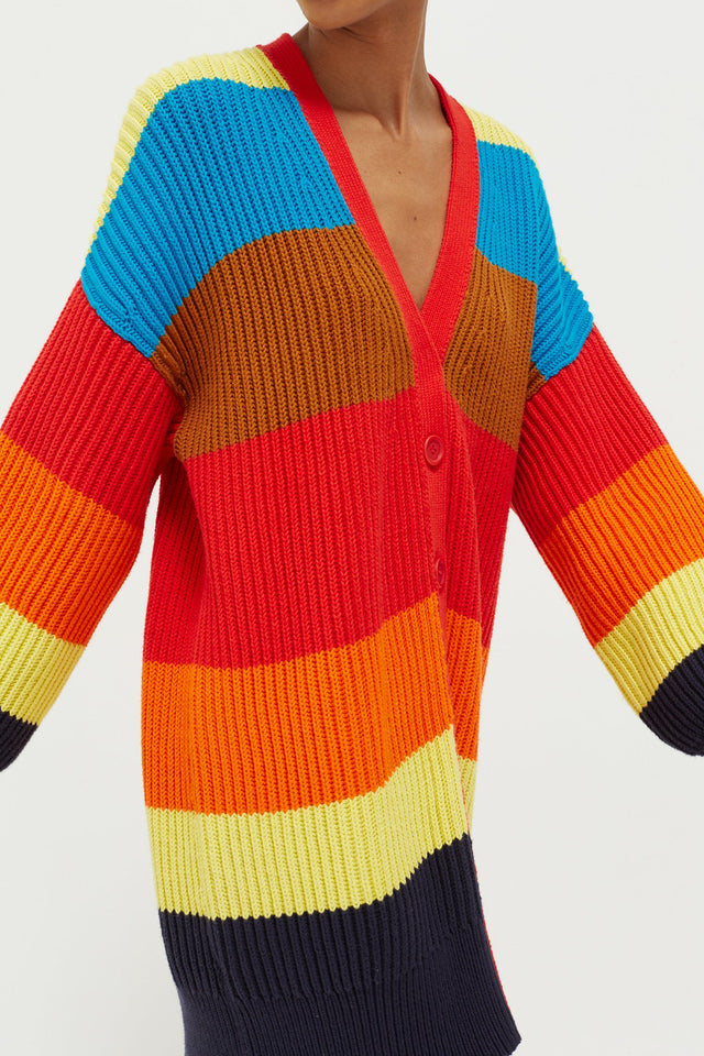 Rainbow Riviera Stripe Chunky Knit Cardigan image 5