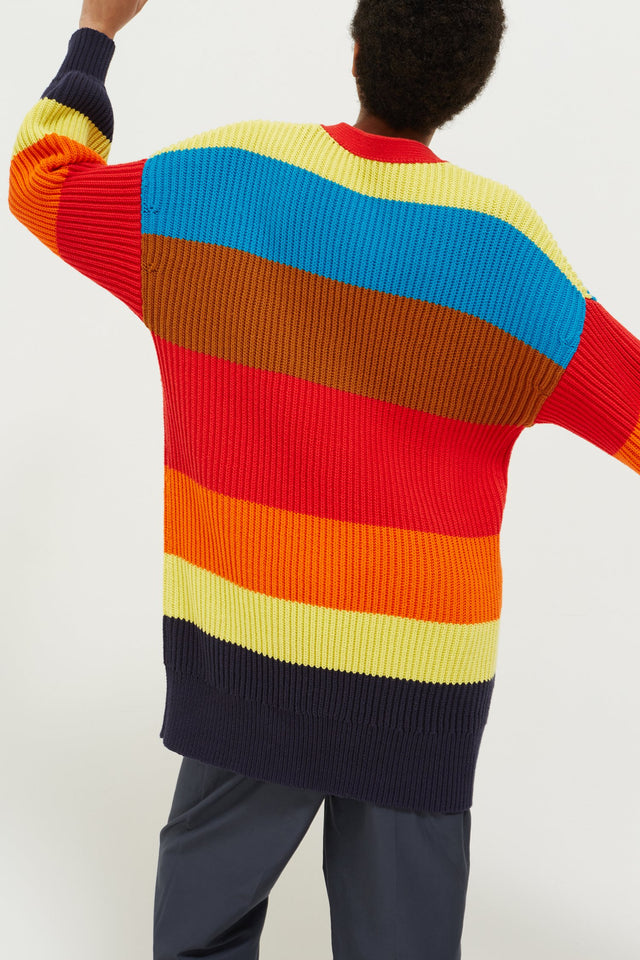 Rainbow Riviera Stripe Chunky Knit Cardigan image 4