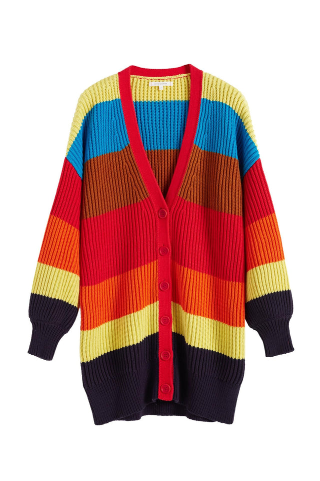 Rainbow Riviera Stripe Chunky Knit Cardigan image 2
