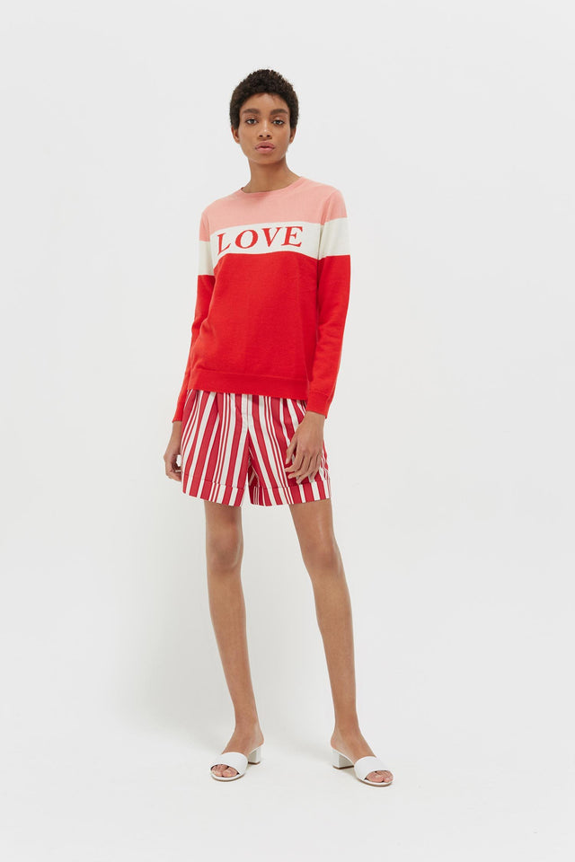 Red Colour Block Love Cashmere Sweater image 3