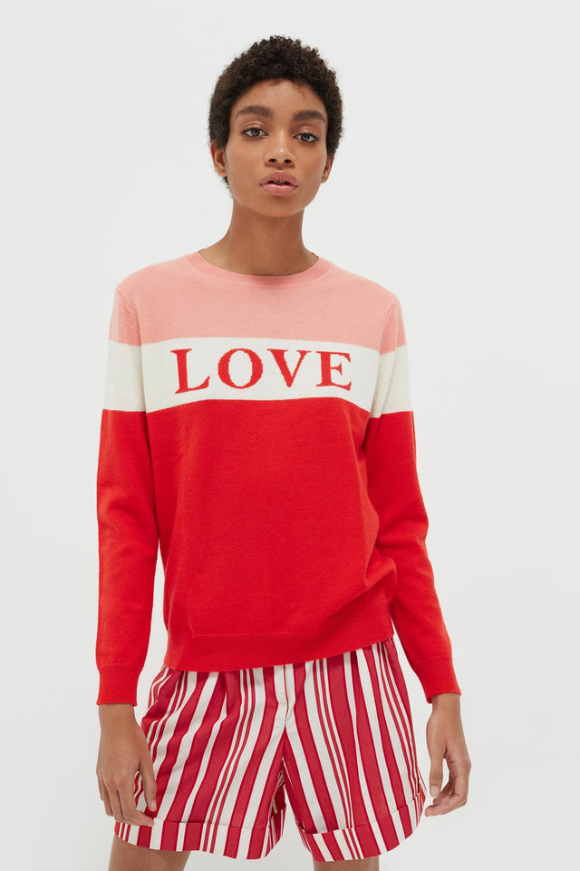 Red Colour Block Love Cashmere Sweater image 1