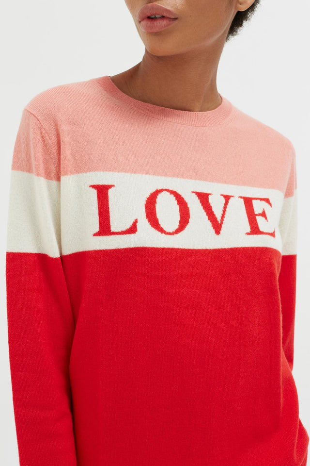 Red Colour Block Love Cashmere Sweater image 4
