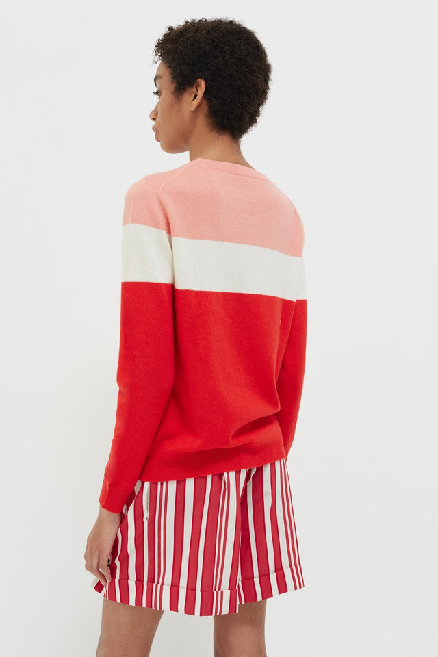 Red Colour Block Love Cashmere Sweater image 5