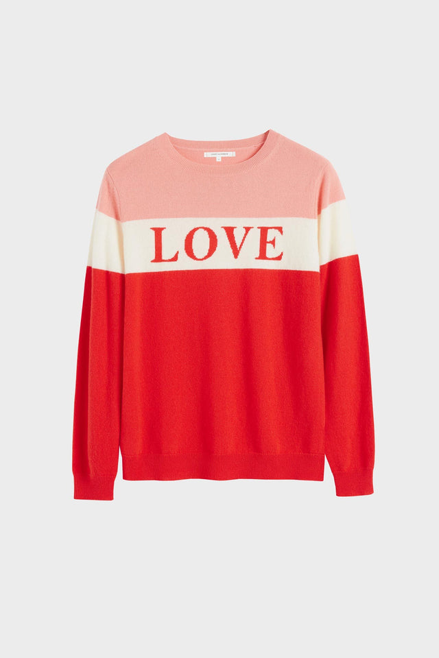 Red Colour Block Love Cashmere Sweater image 2