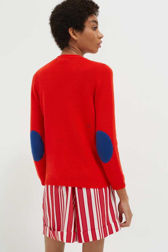 Red Elbow Patch Cashmere Cardigan image 5