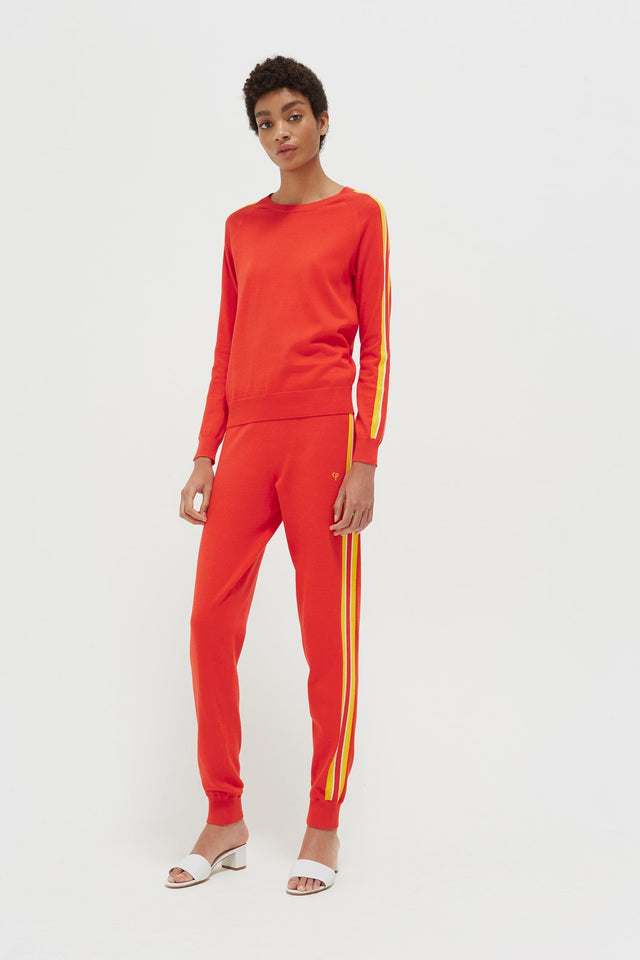 Red Seaside Stripe Track Pants image 3