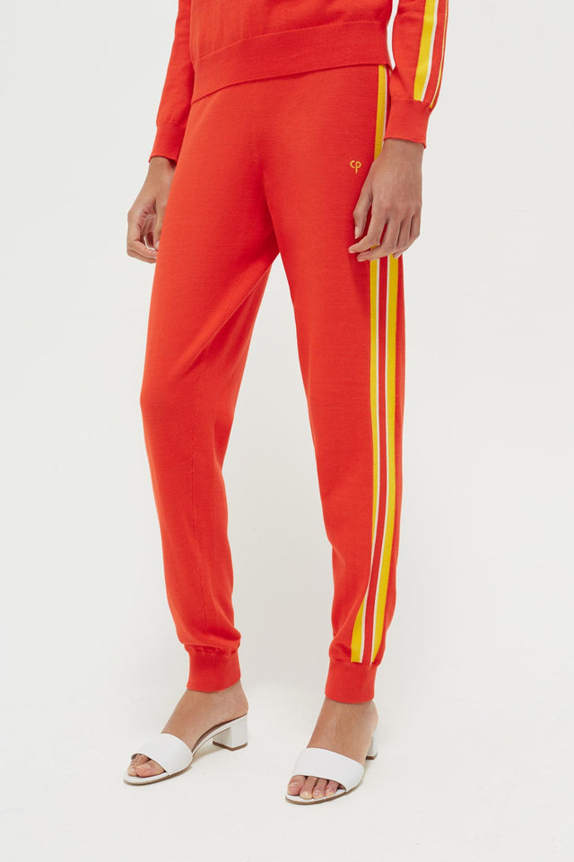 Red Seaside Stripe Track Pants image 1