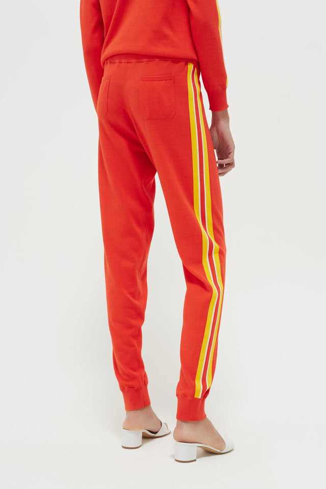 Red Seaside Stripe Track Pants image 5