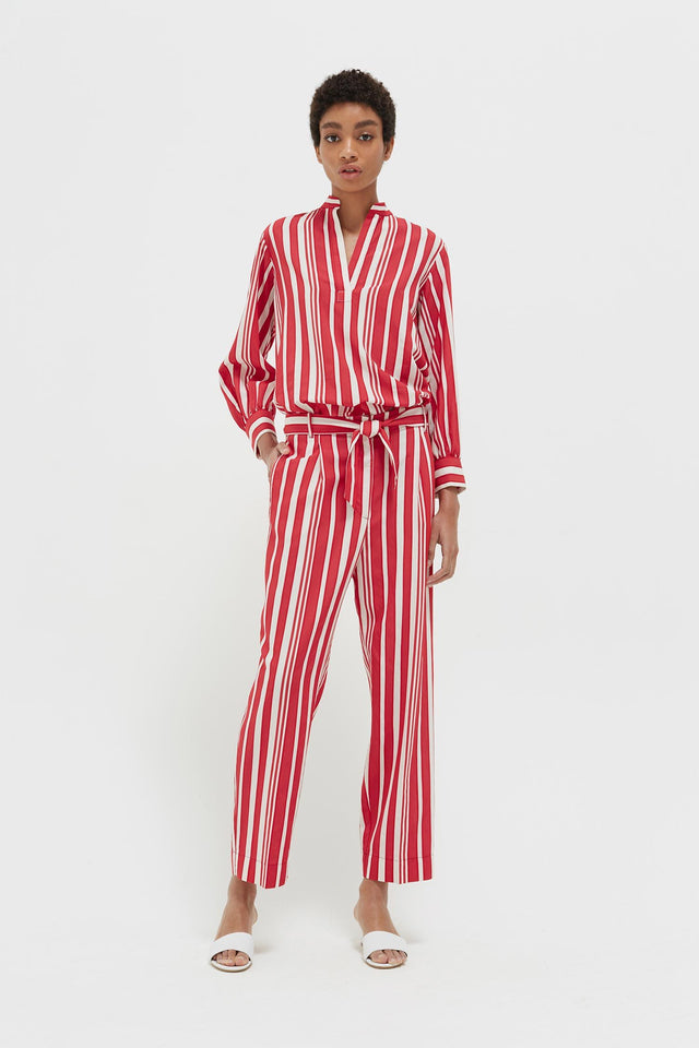 Red Striped Parasol Tie Waist Trousers image 3