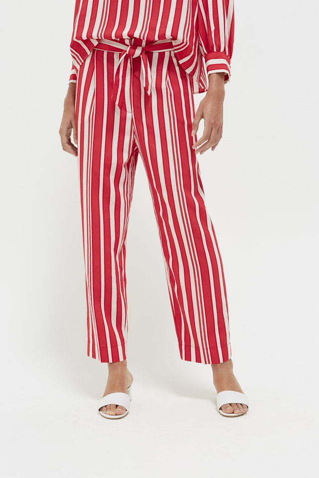Red Striped Parasol Tie Waist Trousers image 1