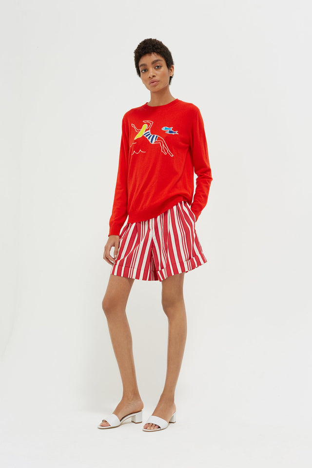 Red Swimmer Cashmere Sweater image 3