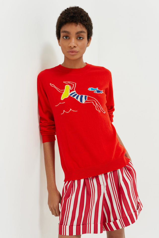 Red Swimmer Cashmere Sweater image 1
