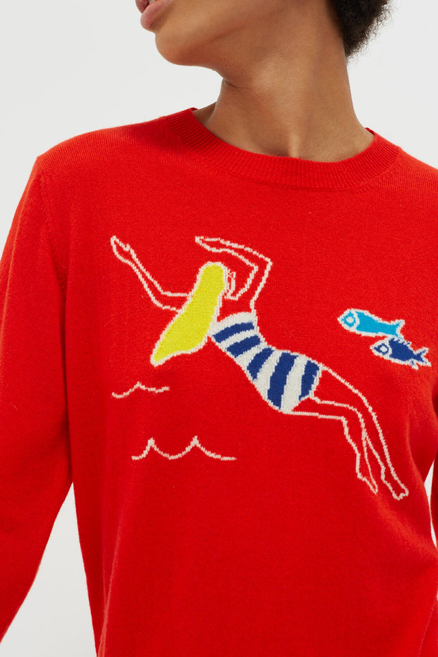 Red Swimmer Cashmere Sweater image 5
