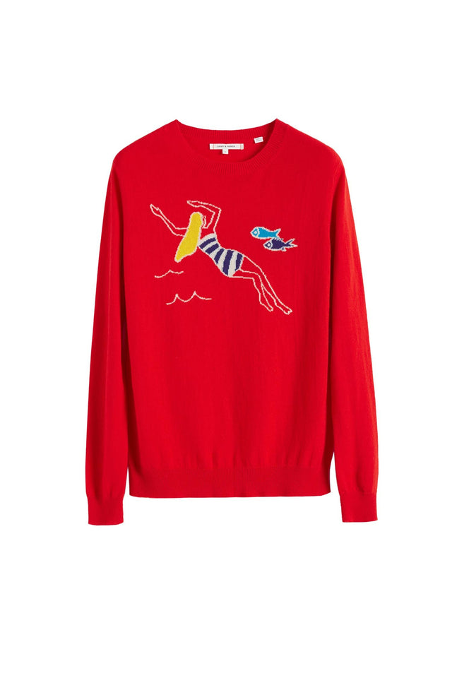 Red Swimmer Cashmere Sweater image 2